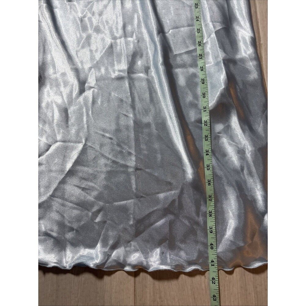 Bebe Satin Slip Dress Blue Cowl Neck Midi Spaghetti Strap Size Medium Party - Picture 9 of 9